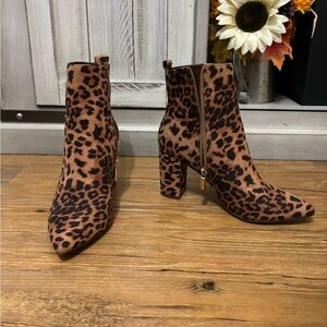 JustFab Block Heeled Bootie - Cheetah Print